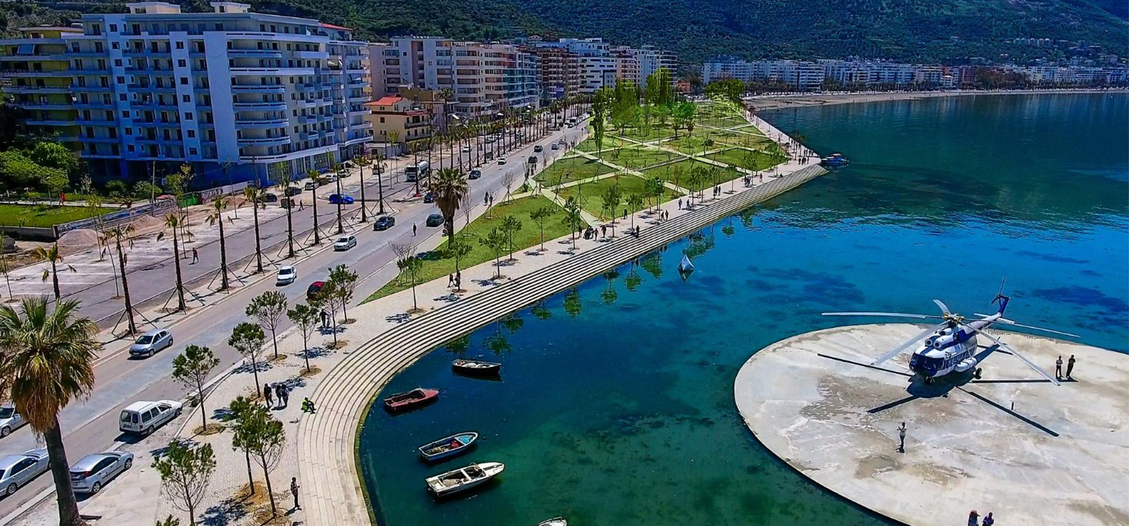Vlora city and coastline Albania